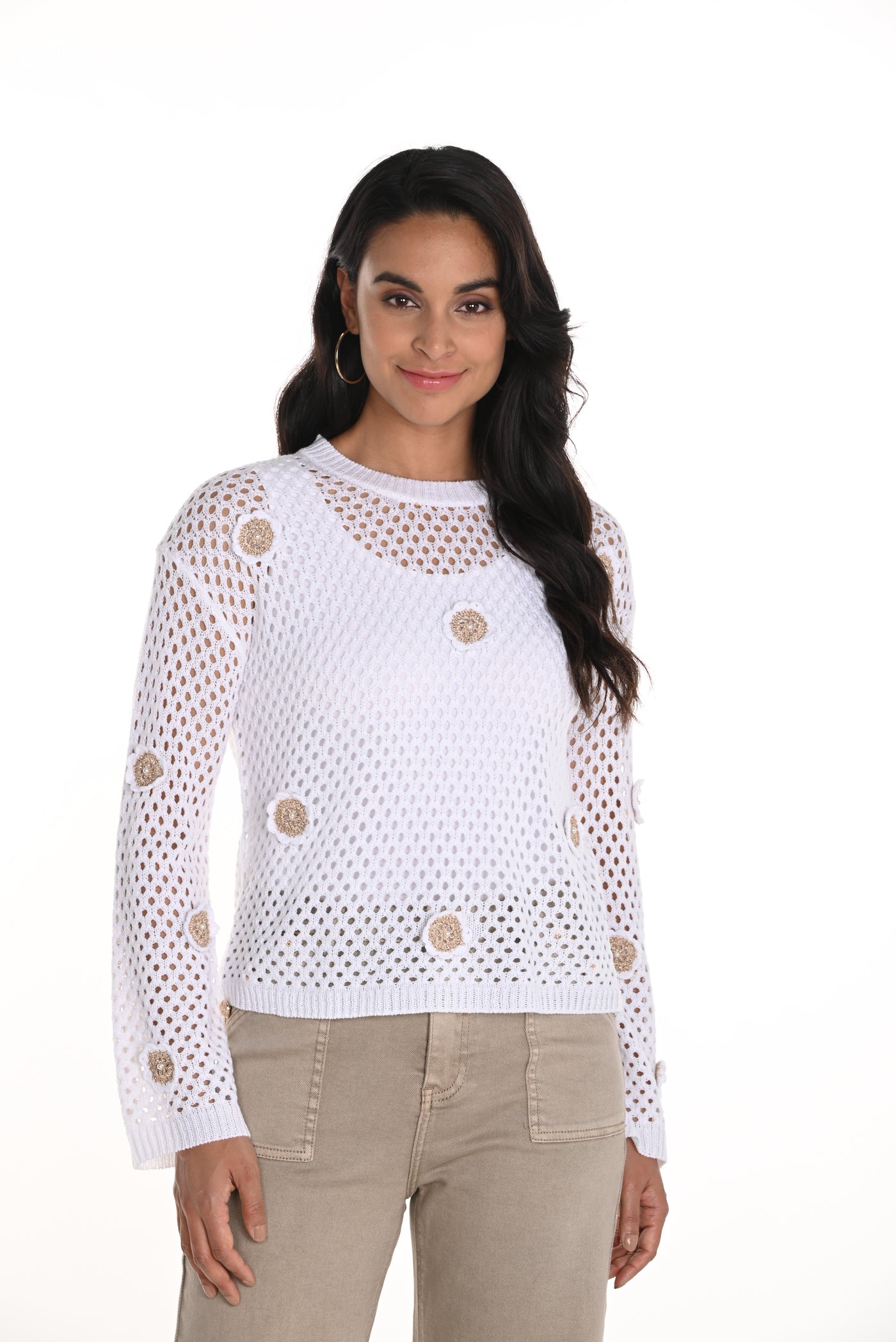 Embellished Crew Neck Pullover Frank Lyman