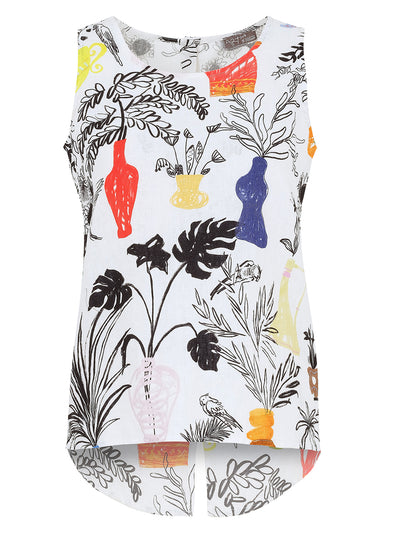 Botanical Print Sleeveless Top Dolcezza