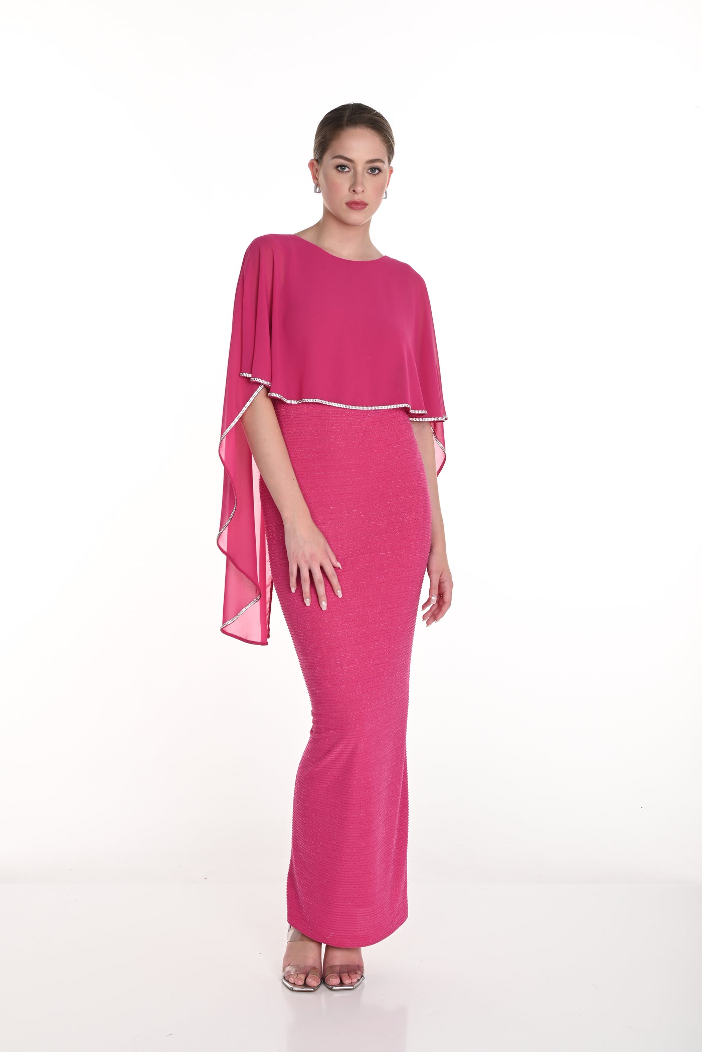 Cape Sleeve Gown with Sparkle Detail Frank Lyman