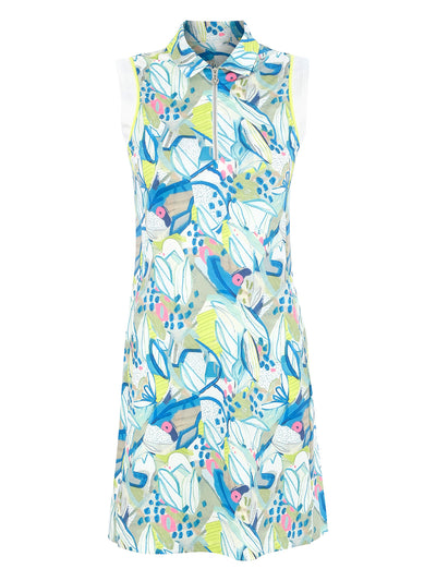 Tropical Breeze Sleeveless Zip-Up Golf Dress Dolcezza