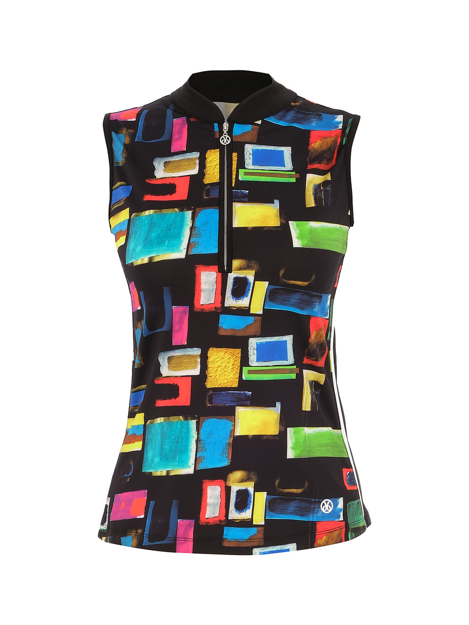 Bold Abstract Sleeveless Zip-Up Golf Top Dolcezza