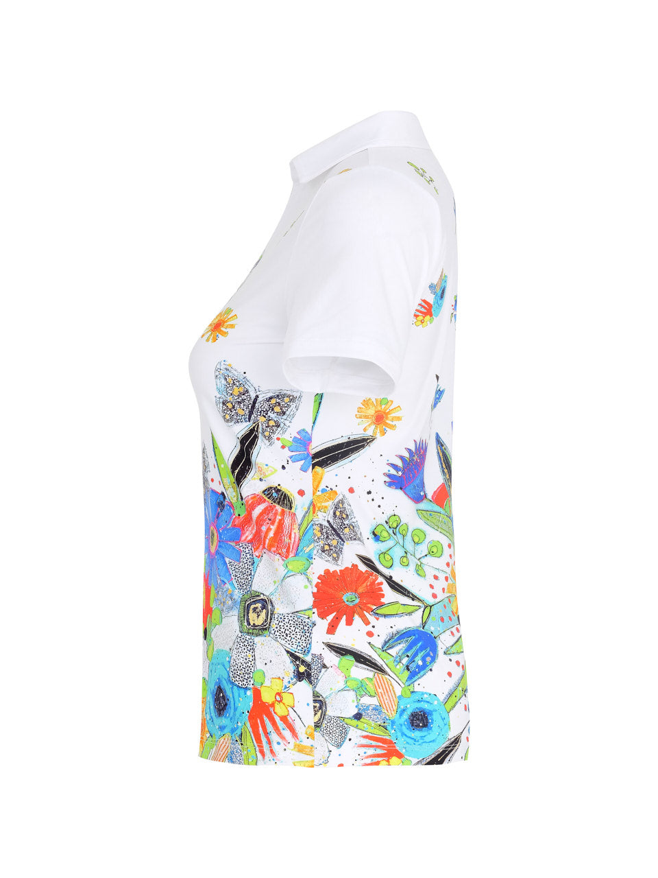 Vibrant Floral Print Polo Golf Top Dolcezza