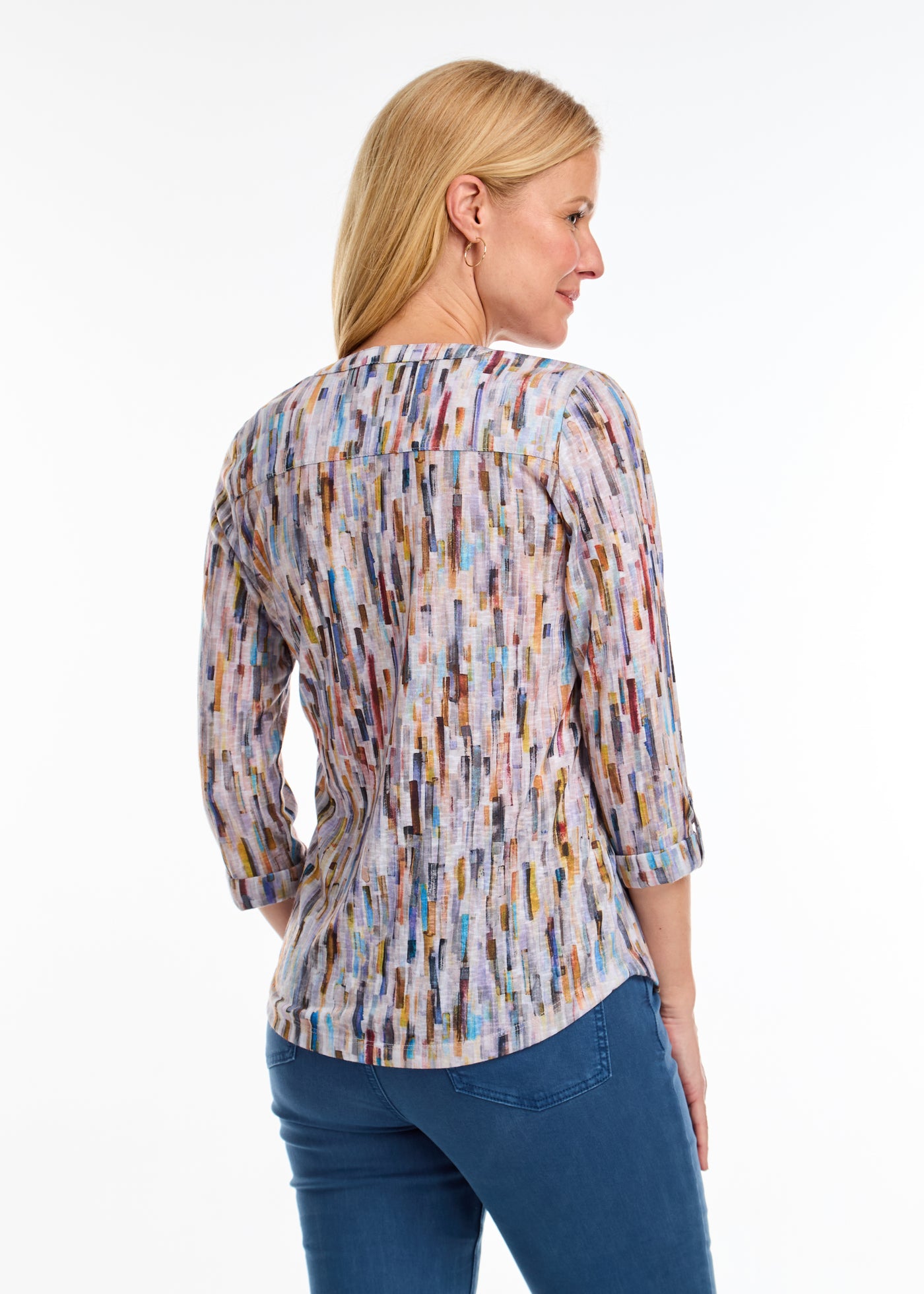 Printed 3/4 Sleeve Henley Top French Dressing Jeans