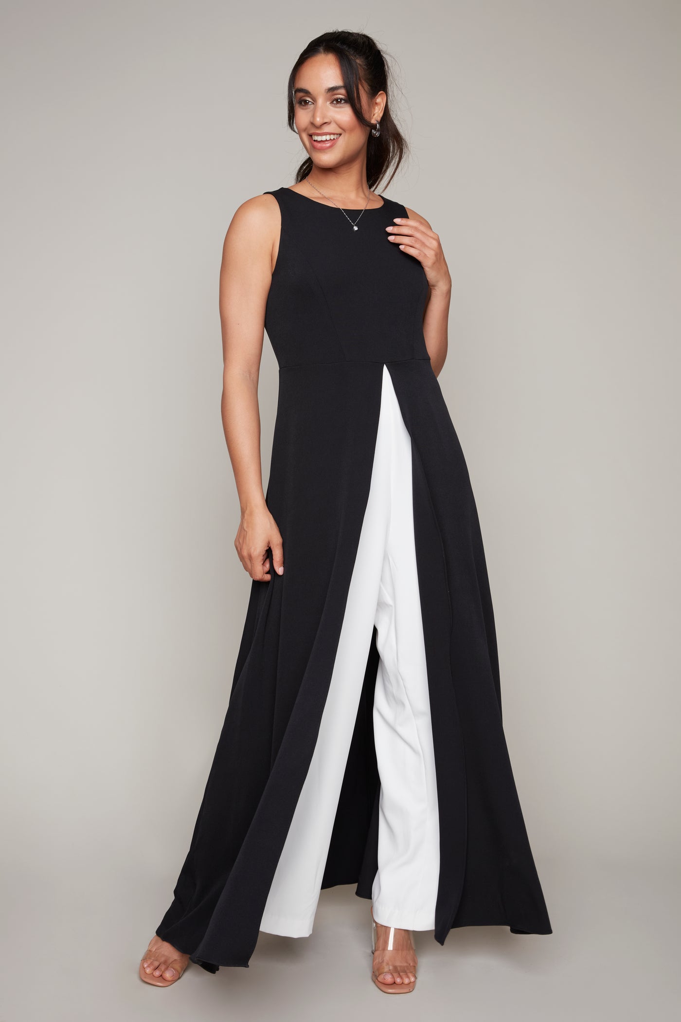 Sleeveless Jumpsuit with Overlay Skirt Compli K