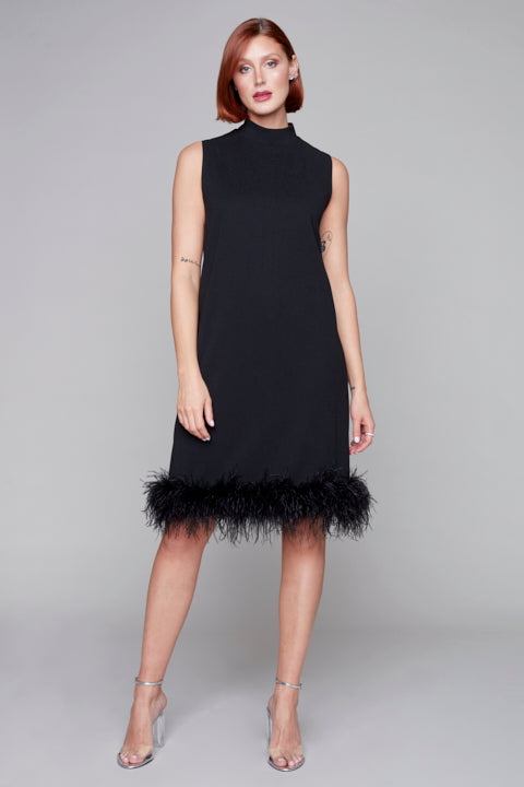 Sleeveless Dress with Feathered Hem Compli K