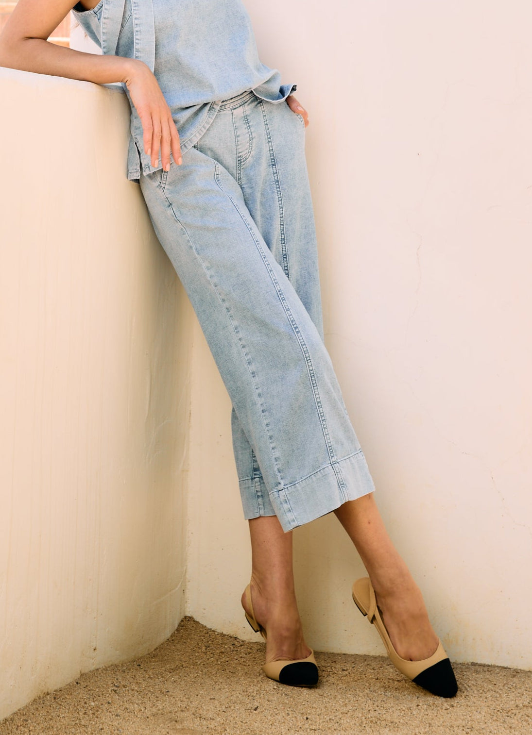 Pull-On Wide Crop French Dressing Jeans