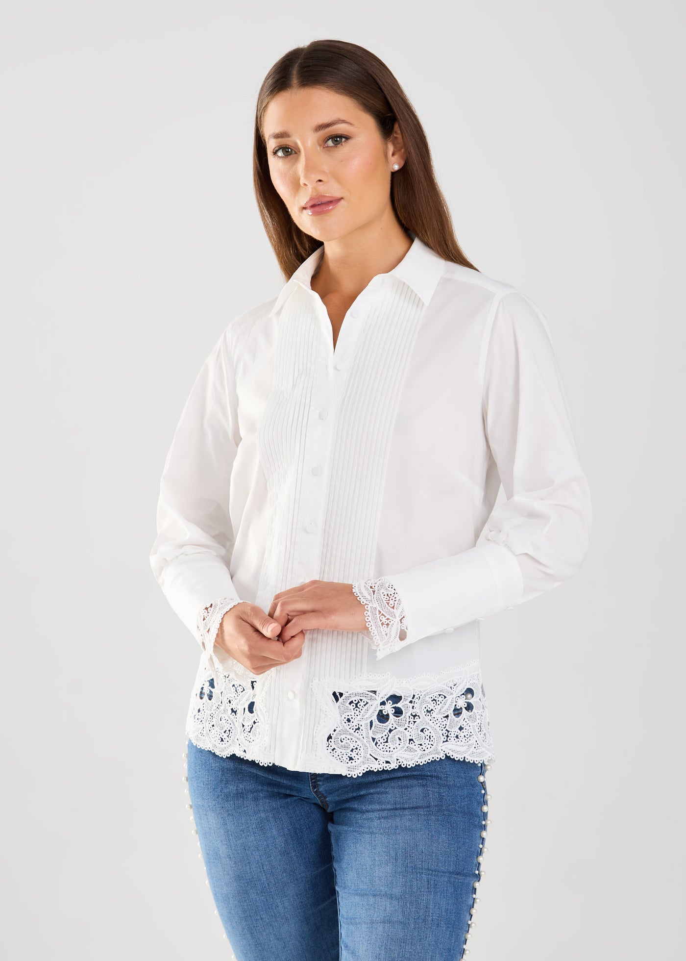 Long Sleeve Lace Detail Shirt French Dressing Jeans