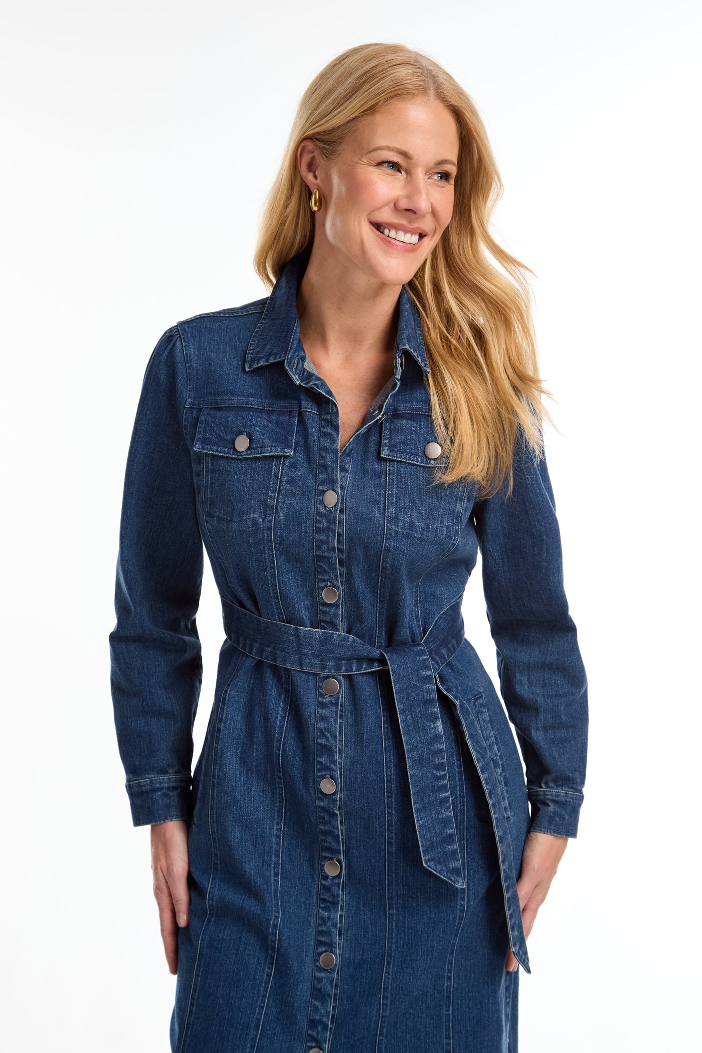 Denim Duster Midi Dress with Belt French Dressing Jeans