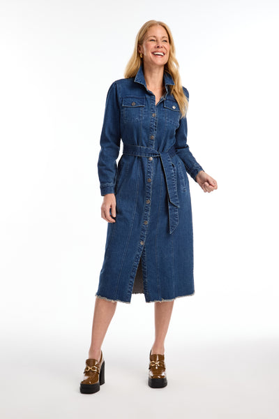 Denim Duster Midi Dress with Belt French Dressing Jeans