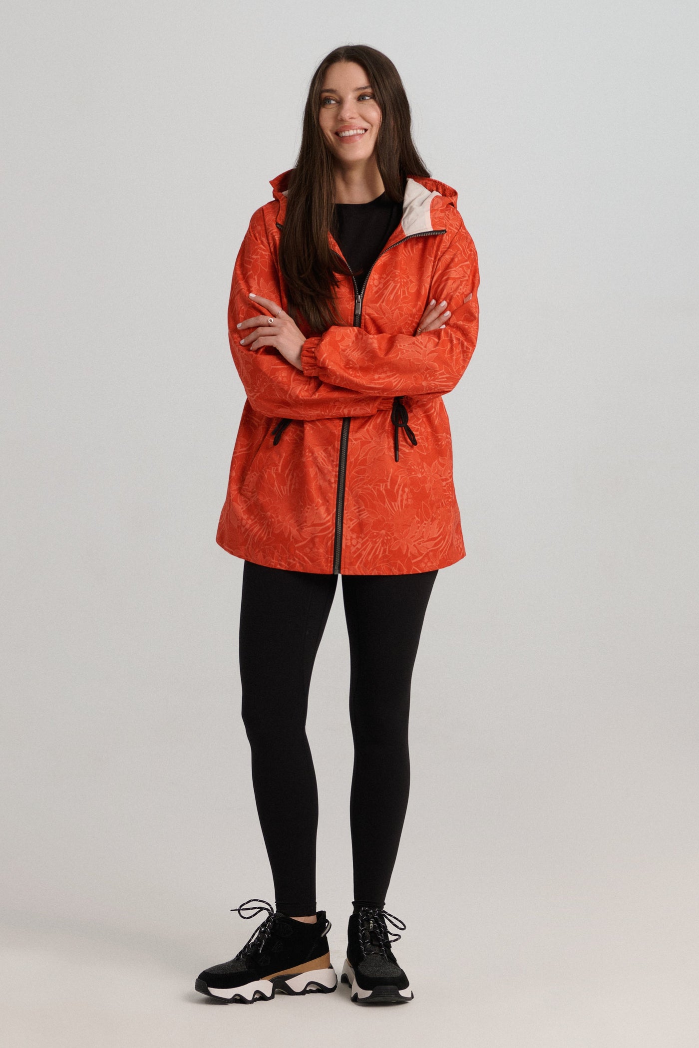 Tonal Print Hooded Packable Anorak Nikki Jones