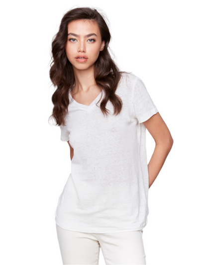 Linen Jersey Knit V-Neck T-Shirt Charlie B