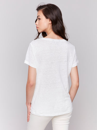 Linen Jersey Knit V-Neck T-Shirt Charlie B