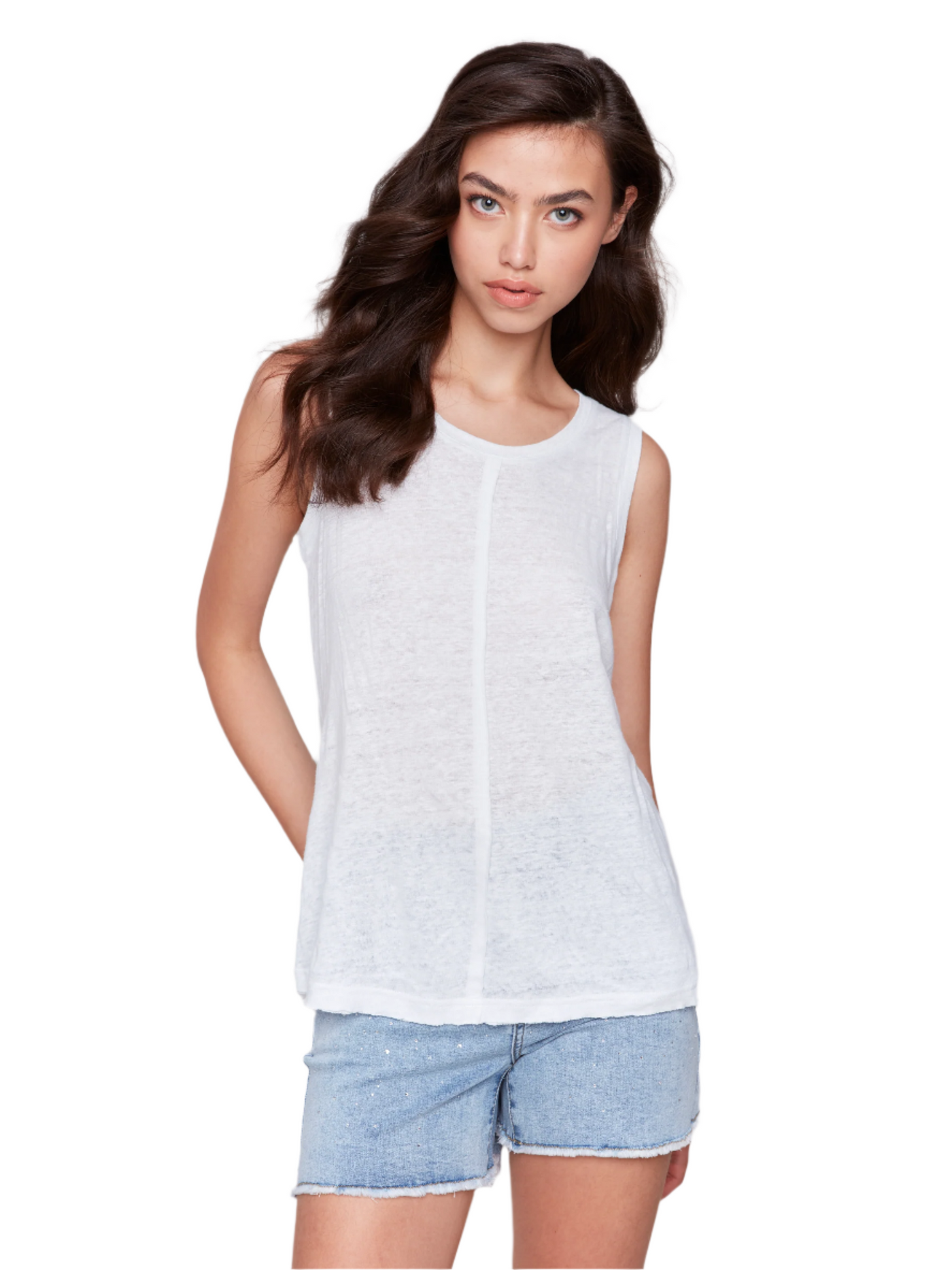 Cotton Slub Sleeveless Knit Top Charlie B