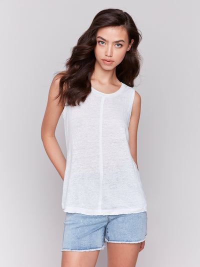 Cotton Slub Sleeveless Knit Top Charlie B