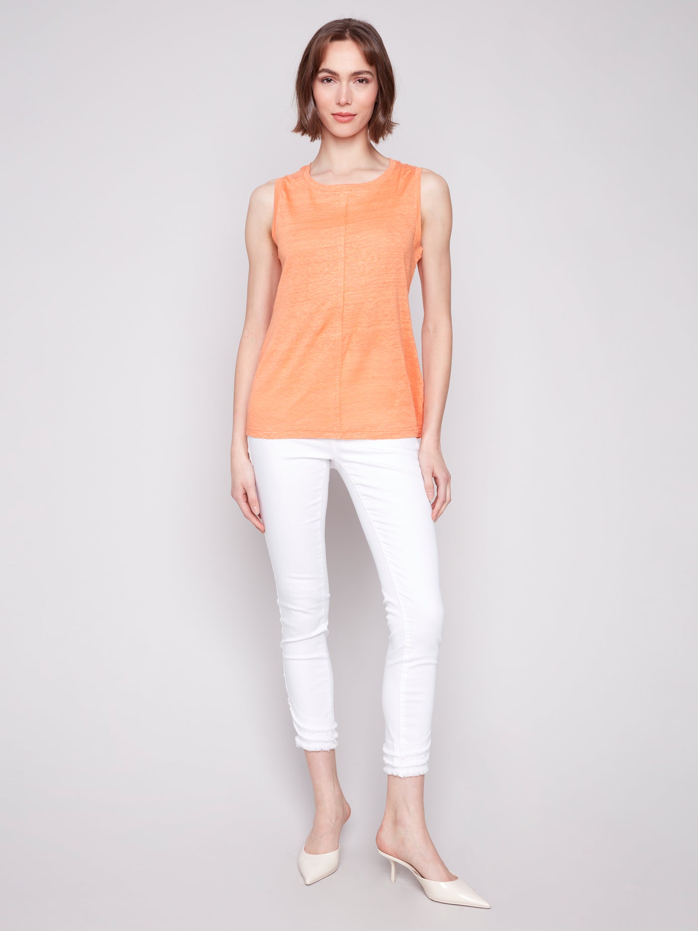 Cotton Slub Sleeveless Knit Top Charlie B