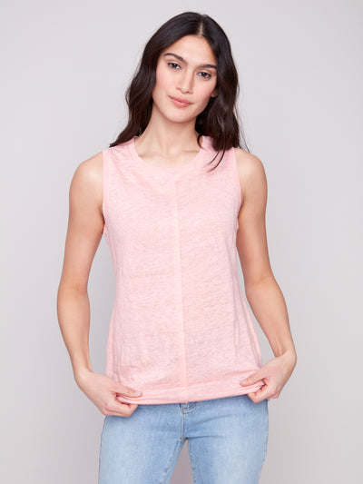 Cotton Slub Sleeveless Knit Top Charlie B