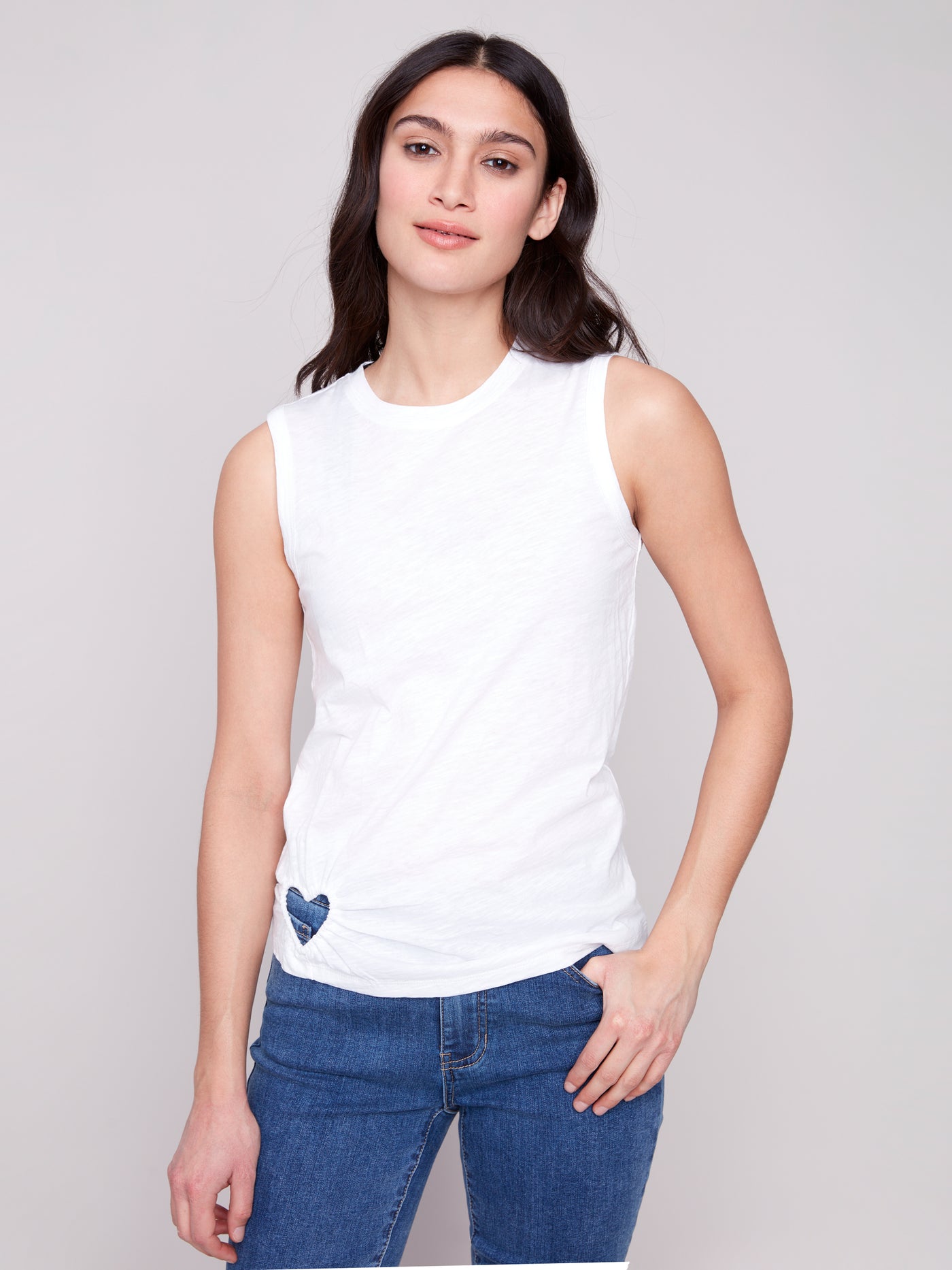 Organic Cotton Tank with Heart Cut Out Charlie B