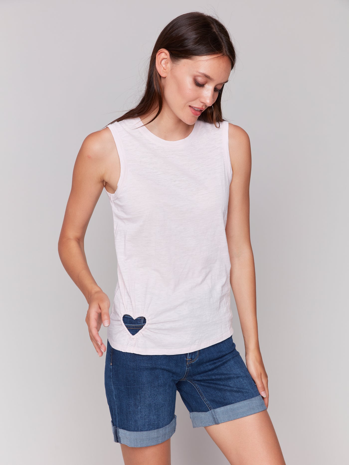 Organic Cotton Tank with Heart Cut Out Charlie B