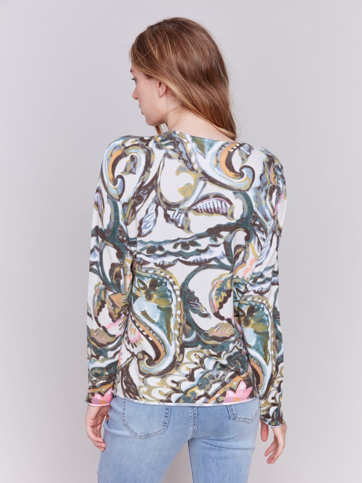 Printed V-Neck Sweater Charlie B