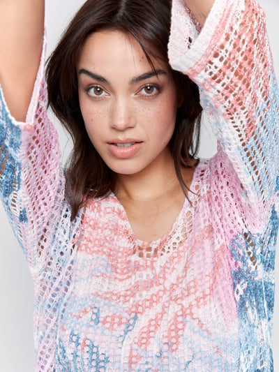 Printed Fishnet Crochet Sweater Charlie B