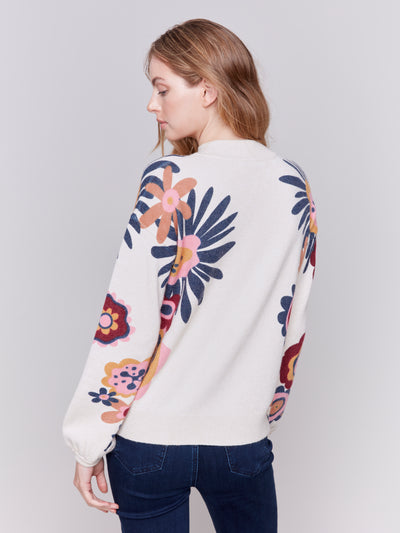 Floral Print Mock Neck Sweater Charlie B