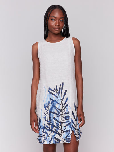 Printed Sleeveless Crew Neck Dress With Slit Charlie B