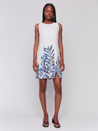 Printed Sleeveless Crew Neck Dress With Slit Charlie B