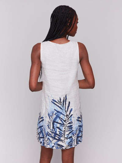 Printed Sleeveless Crew Neck Dress With Slit Charlie B