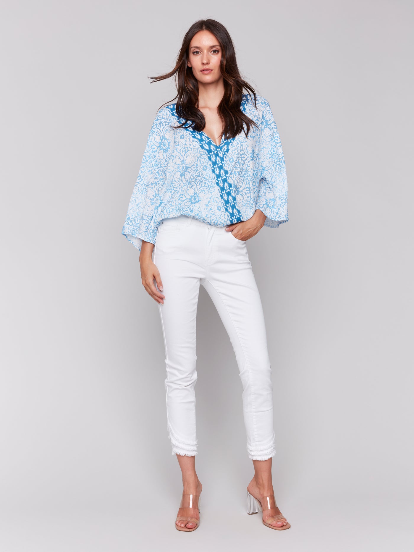 Printed Overlap Blouse Charlie B