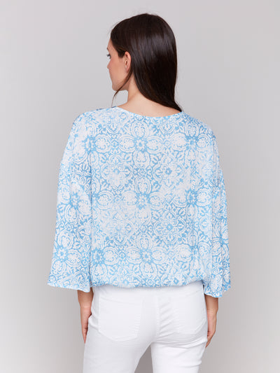 Printed Overlap Blouse Charlie B