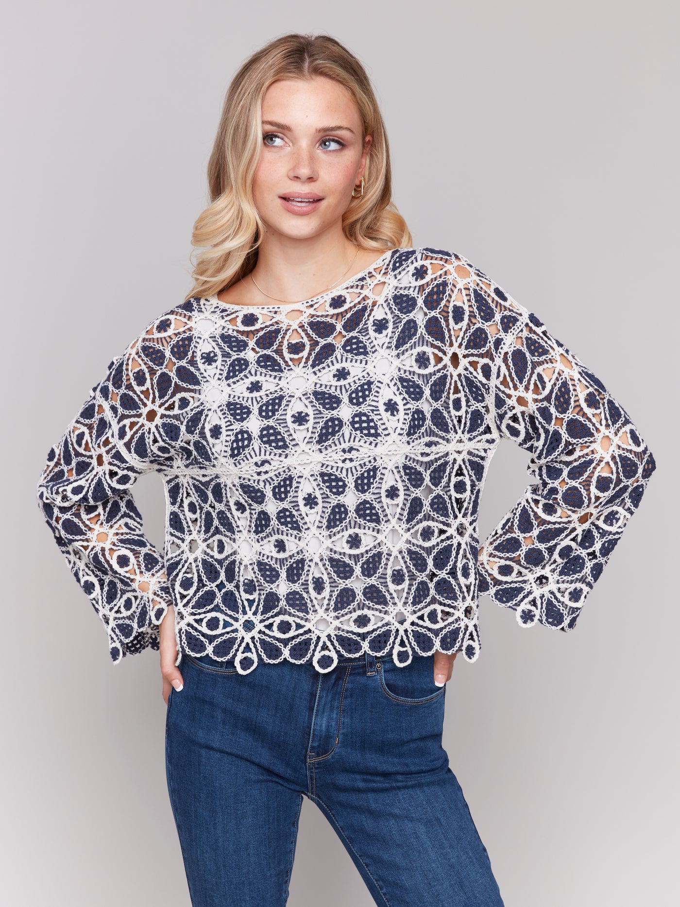 Cotton Blend Crochet Top Charlie B