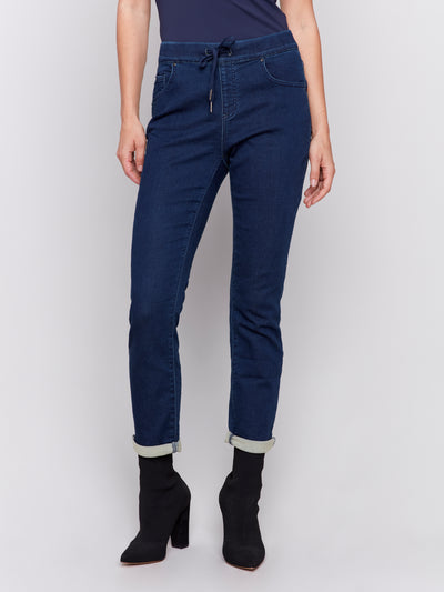 Knit Denim Jogger Pants Charlie B