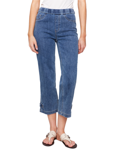 Cropped Pull-On Jeans with Hem Tab Charlie B