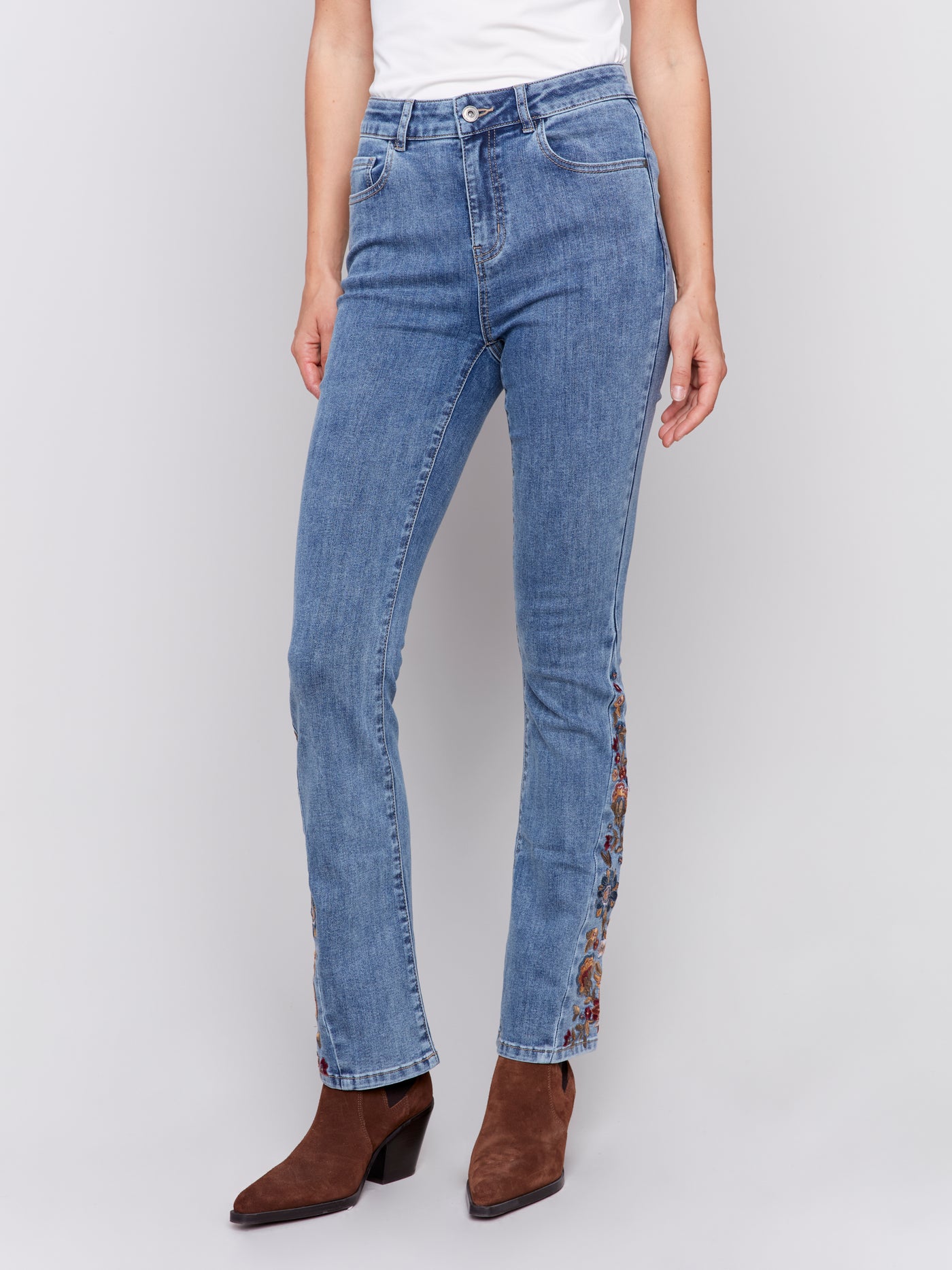 Bootcut Jeans with Floral Embroidery Charlie B