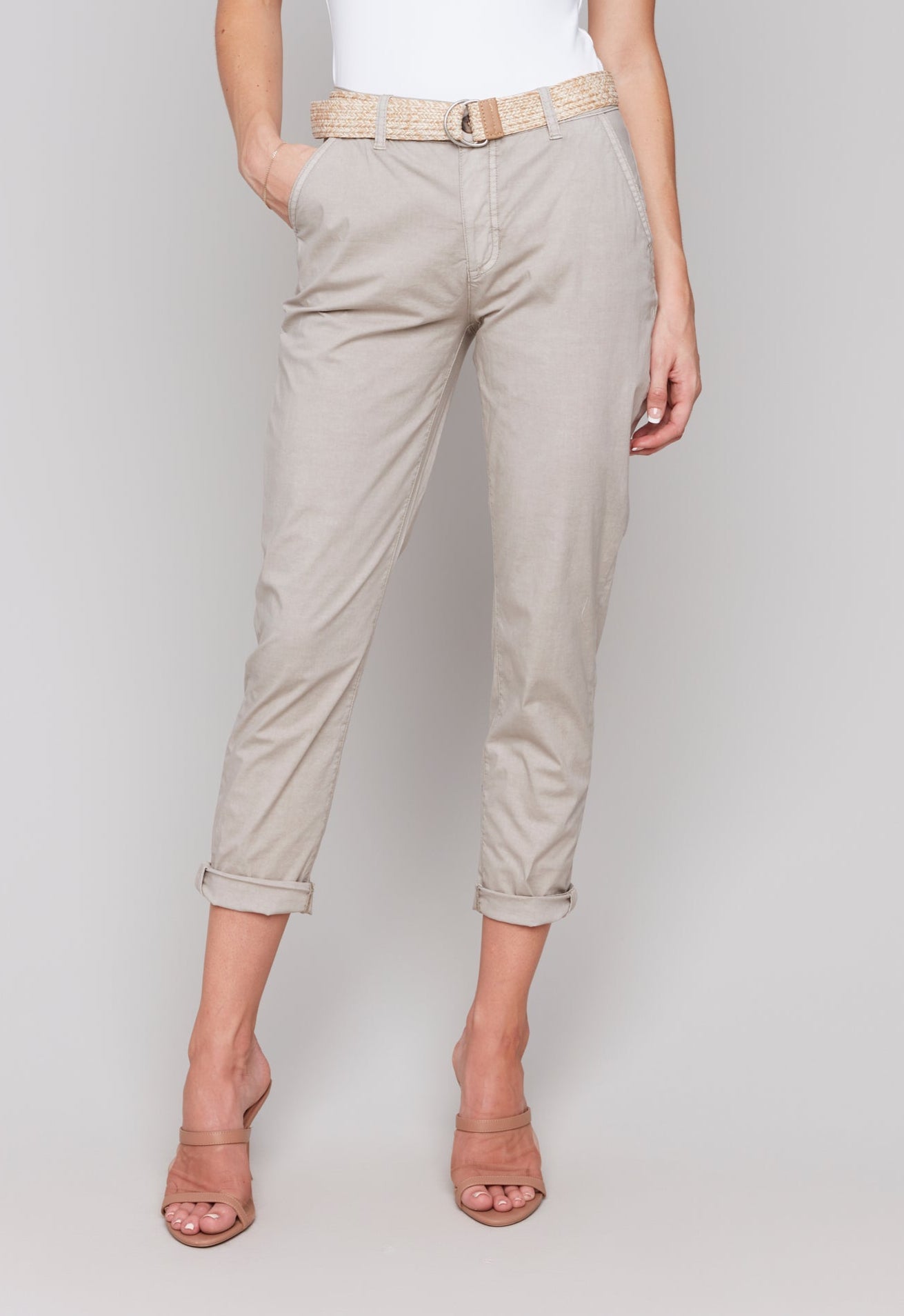 Slim Fit Pants with Belt Charlie B