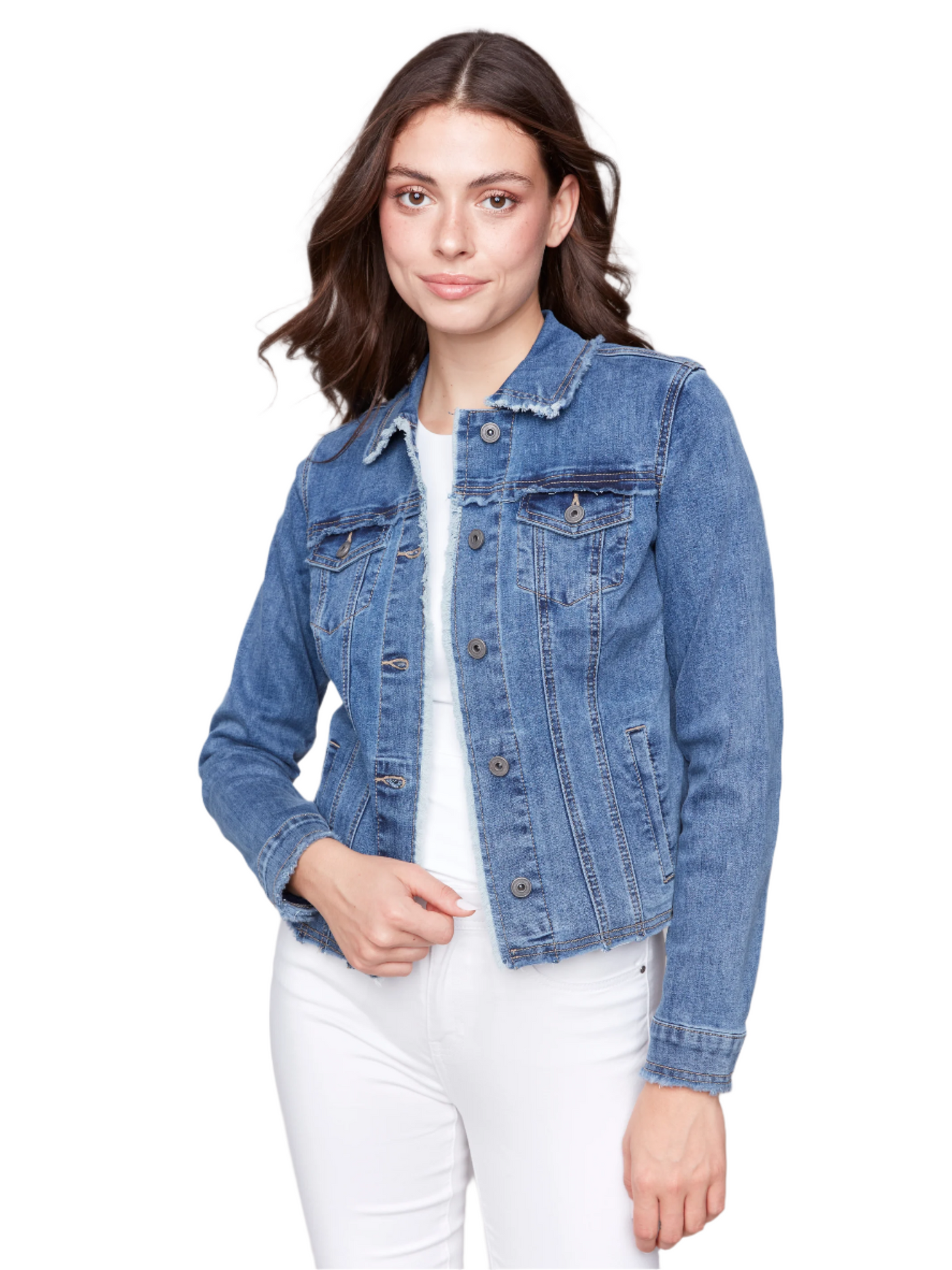 Jean Jacket with Frayed Edges Charlie B