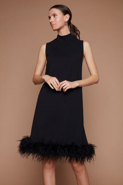 Sleeveless Dress with Feathered Hem Compli K