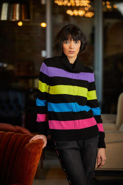 Cowl Neck Striped Sweater Elena Wang