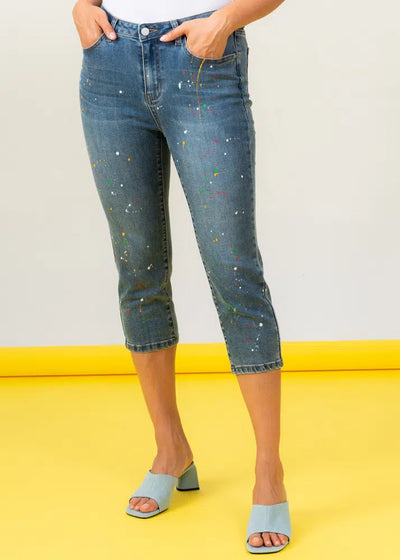 Splatter Paint Denim Capri Elena Wang