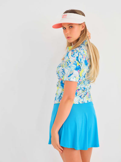 Floral Zip-Up Polo Golf Top Dolcezza