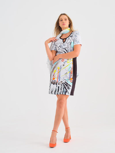 Abstract Art Print Short Sleeve Dress Dolcezza