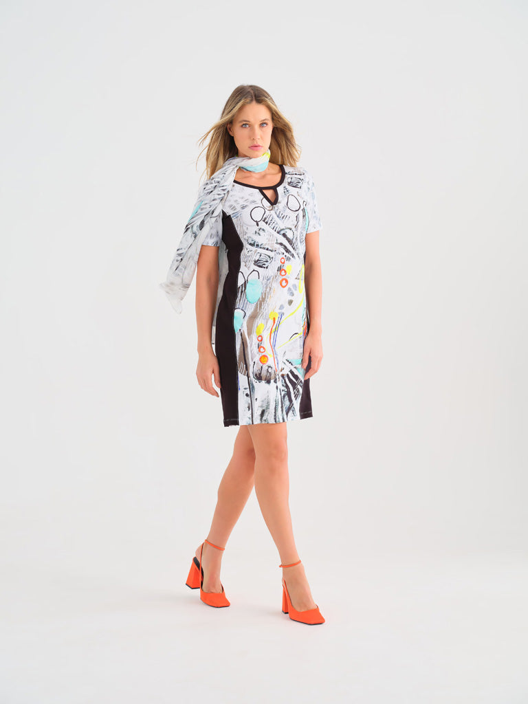 Abstract Art Print Short Sleeve Dress Dolcezza