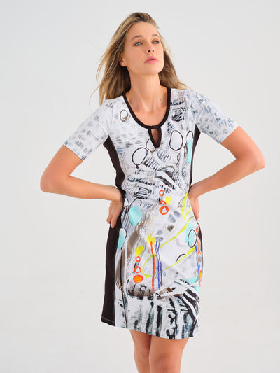 Abstract Art Print Short Sleeve Dress Dolcezza