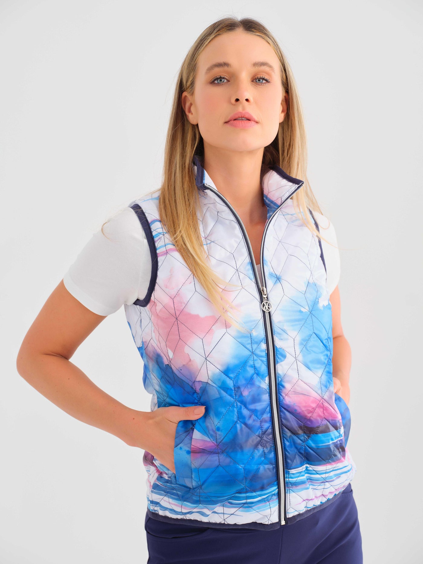 Watercolor Geo Quilted Vest Dolcezza