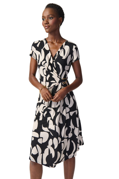 Abstract Print Silky Knit Wrap Dress Joseph Ribkoff