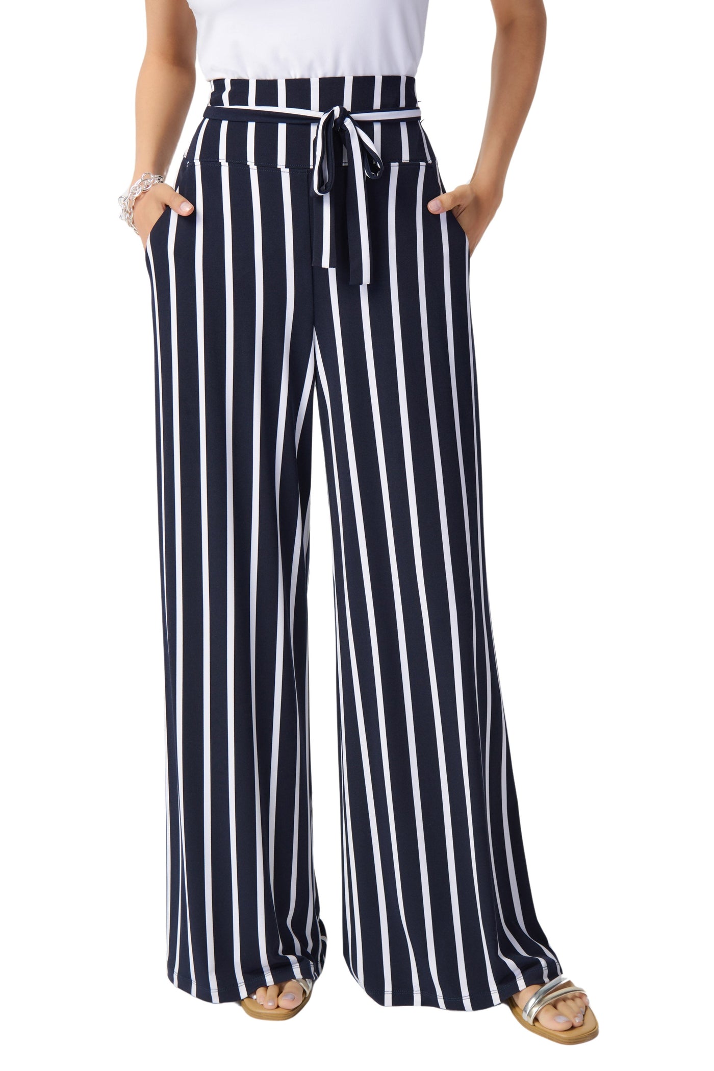 Striped Silky Knit Wide-Leg Pants Joseph Ribkoff