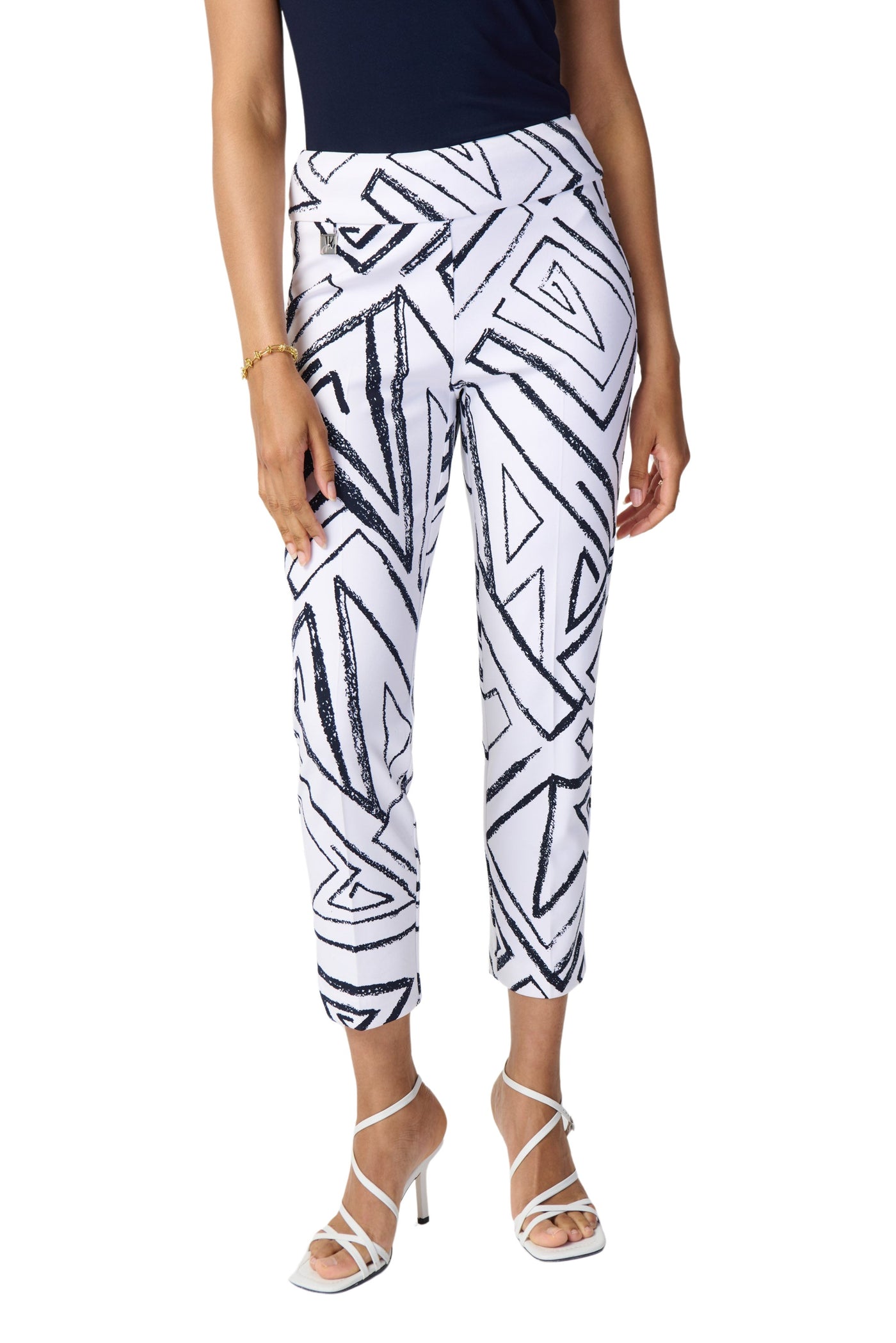 Geometric Print Silky Pull-On Pants Joseph Ribkoff