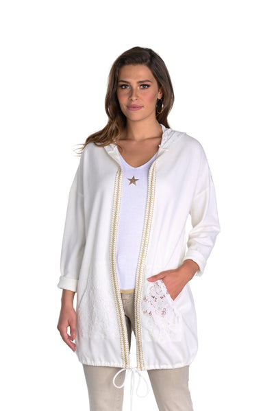 Lace-Back Hooded Cardigan Frank Lyman