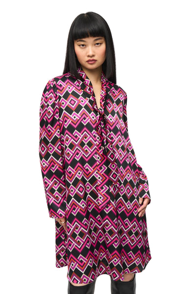 Satin Geometric Print A-Line Dress Joseph Ribkoff