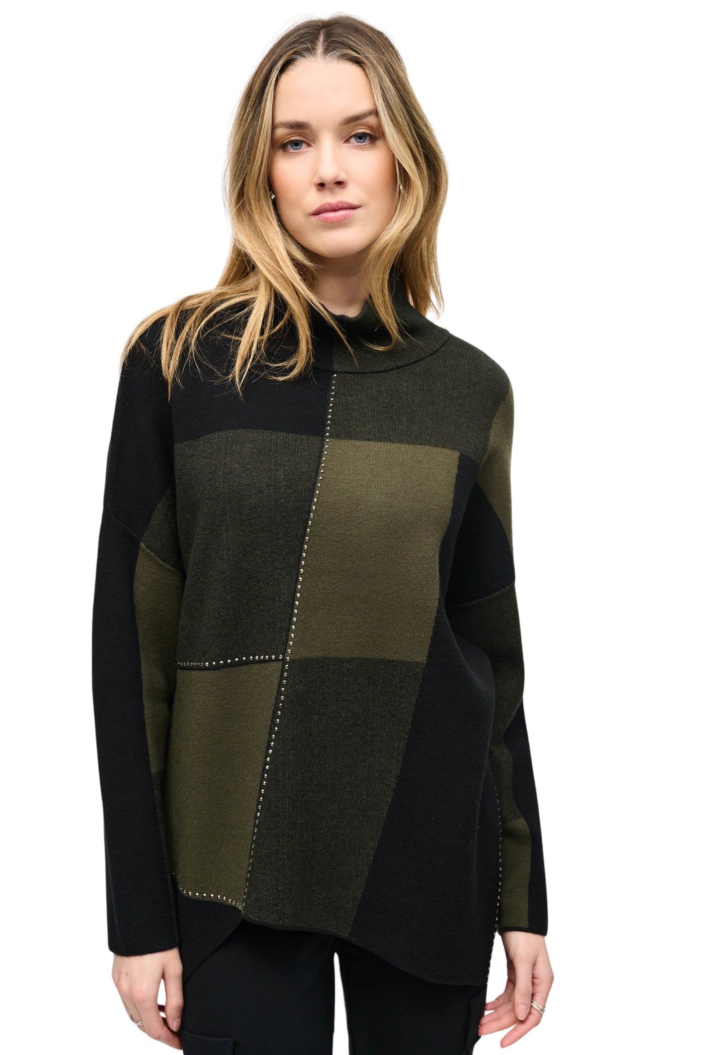 Color-Block Jacquard Knit Pullover Joseph Ribkoff